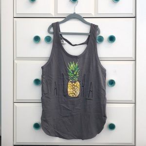Grey Aloha graphic tanktop
